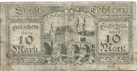 Реверс банкноты 10 marek (Niemcy) 1918