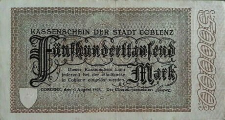 Аверс банкноты 500000 марок (Германия) 1923 года