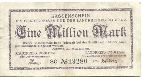 Аверс банкноты 1000000 marek (Niemcy) 1923