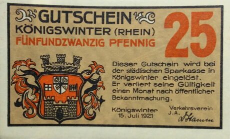 Аверс банкноты 25 fenigów Verkehrsverein (Niemcy) 1921