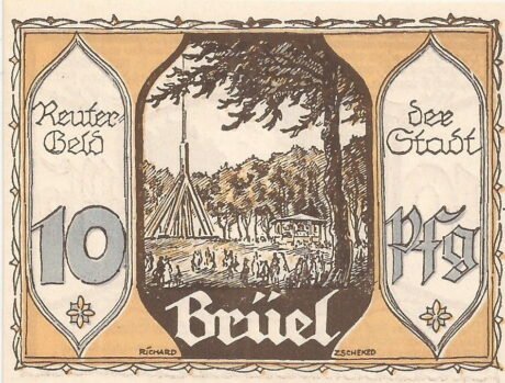 Реверс банкноты 10 fenigów (Niemcy) 1921