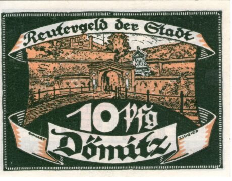 Реверс банкноты 10 fenigów (Niemcy)