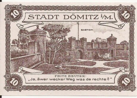 Реверс банкноты 10 fenigów Sparkasse (Niemcy) 1920