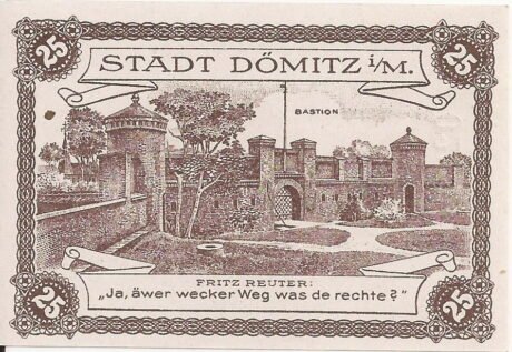 Реверс банкноты 25 fenigów Sparkasse (Niemcy) 1920