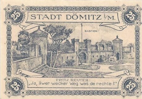 Реверс банкноты 25 пфеннигов Sparkasse (Германия) 1920 года