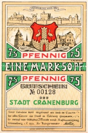 Аверс банкноты 1,50 marki (Niemcy) 1921