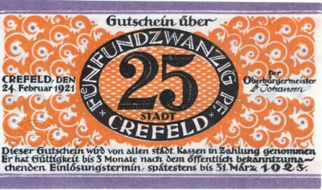 Аверс банкноты 25 пфеннигов (Германия) 1921 года