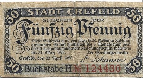 Аверс банкноты 50 fenigów (Niemcy) 1920