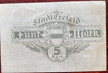 Реверс банкноты 5 marek (Niemcy) 1918