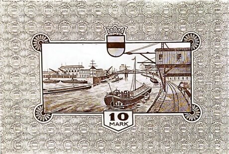 Реверс банкноты 10 marek (Niemcy) 1918