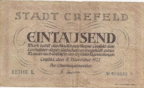 Аверс банкноты 1000 marek (Niemcy) 1922