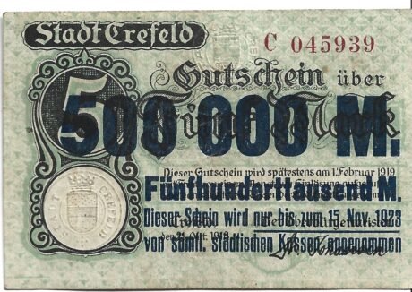 Аверс банкноты 500000 marek (Niemcy) 1918