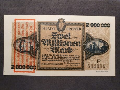 Аверс банкноты 2000000 марок with overprint (Германия) 1924 года