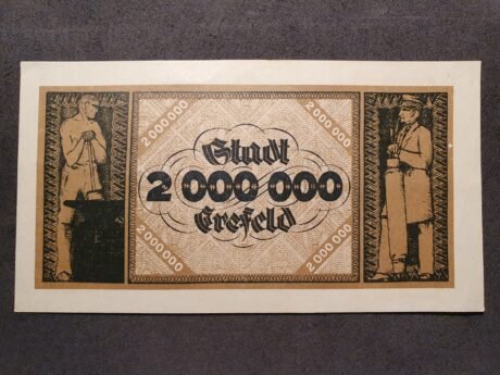 Реверс банкноты 2000000 марок with overprint (Германия) 1924 года