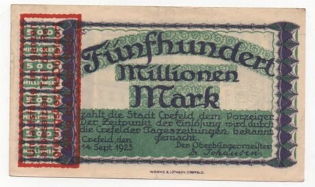 Аверс банкноты 500 000 000 marek (Niemcy) 1923
