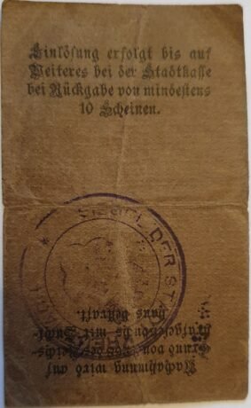 Реверс банкноты 10 fenigów (Niemcy) 1917