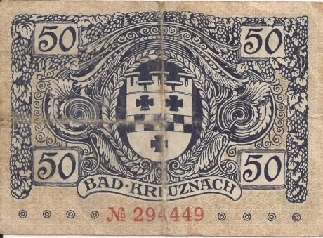 Реверс банкноты 50 fenigów (Niemcy)