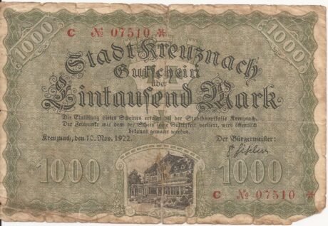 Аверс банкноты 1000 marek (Niemcy) 1922