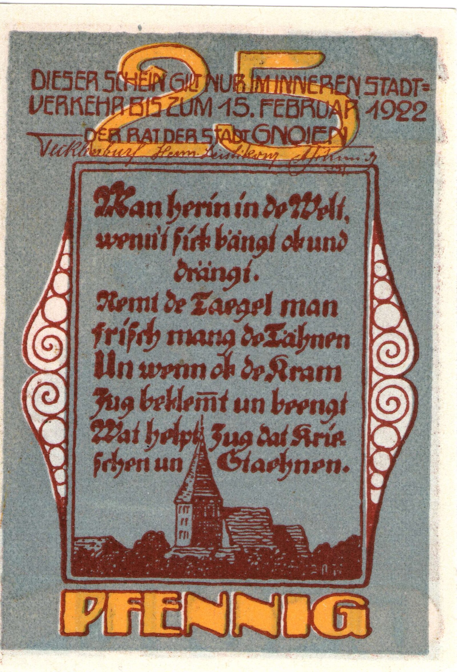 Аверс банкноты 25 пфеннигов (Германия)