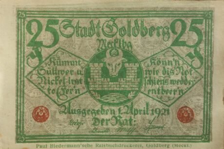 Аверс банкноты 25 fenigów (Niemcy) 1921