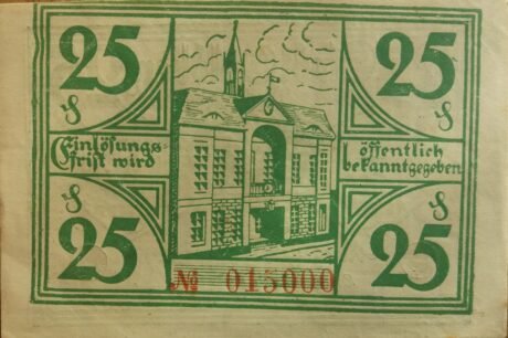 Реверс банкноты 25 fenigów (Niemcy) 1921