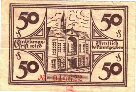Реверс банкноты 50 fenigów (Niemcy) 1921