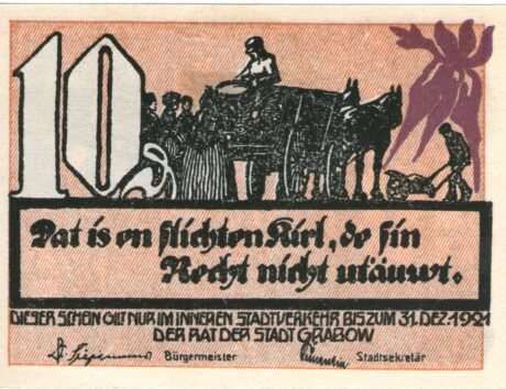 Аверс банкноты 10 fenigów (Niemcy)