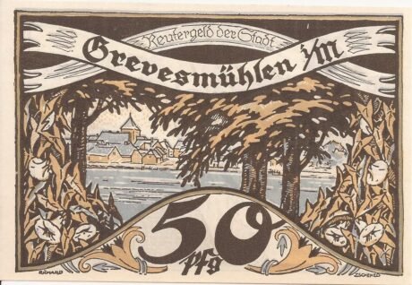 Реверс банкноты 50 fenigów (Niemcy)