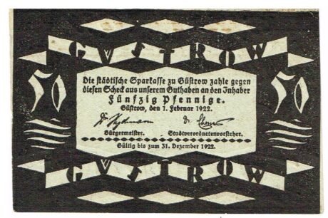 Аверс банкноты 50 fenigów (Niemcy) 1922