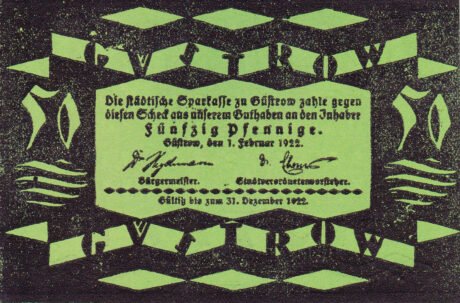 Аверс банкноты 50 fenigów (Niemcy) 1922