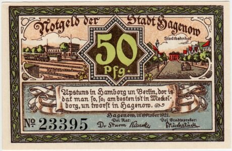 Аверс банкноты 50 fenigów (Niemcy) 1921