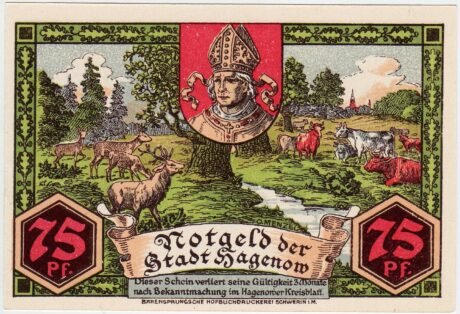 Реверс банкноты 75 fenigów (Niemcy) 1921