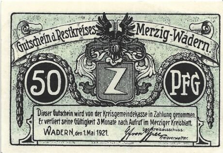 Аверс банкноты 50 fenigów (Niemcy) 1921