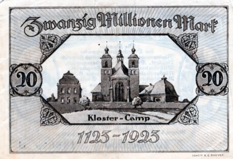 Реверс банкноты 20000000 marek Verein der Bergwerke am Linken Niederrhein (Niemcy) 1923