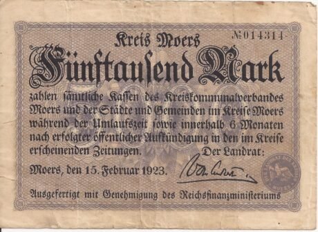 Аверс банкноты 5000 marek (Niemcy) 1923