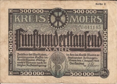 Аверс банкноты 500000 marek (Niemcy) 1923