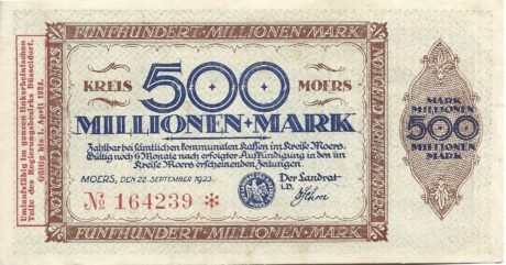 Аверс банкноты 500 000 000 marek (Niemcy) 1923