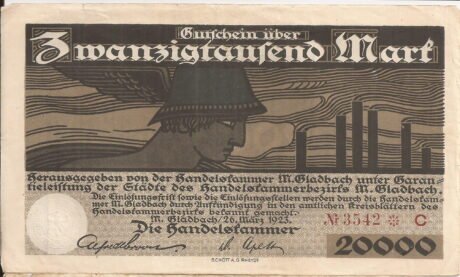 Аверс банкноты 20000 Mark Handelskammer (Niemcy) 1923