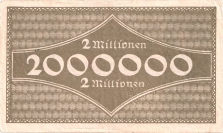 Реверс банкноты 2000000 марок Handelskammer (Германия) 1923 года