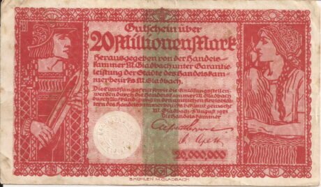 Аверс банкноты 20000000 marek Handelskammer (Niemcy) 1923