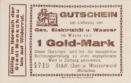 Аверс банкноты 1 Gold-Mark Gas- und Wasserwerk (Германия)