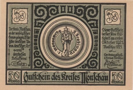 Аверс банкноты 50 fenigów (Niemcy) 1921