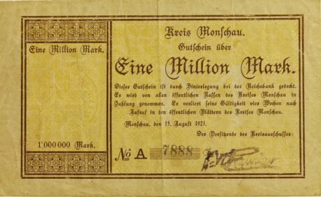 Аверс банкноты 1000000 марок (Германия) 1923 года