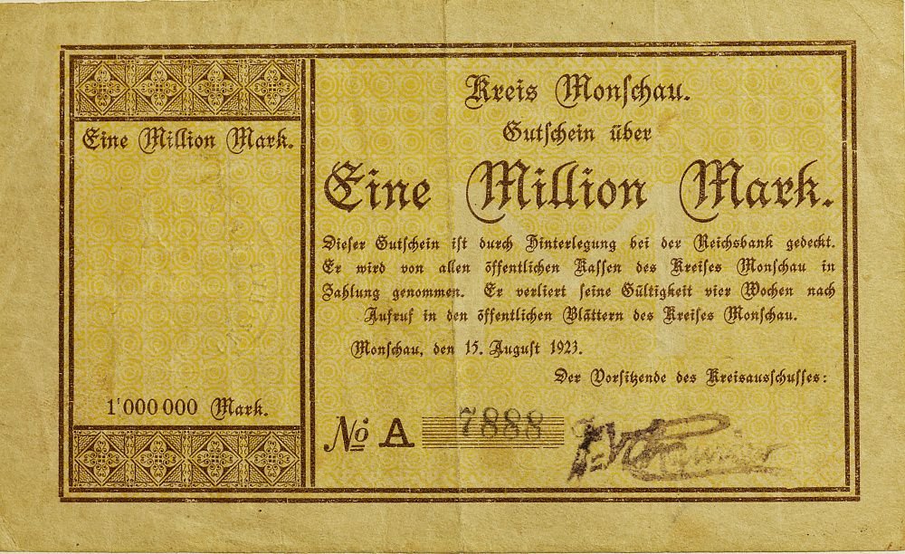 Аверс банкноты 1000000 марок (Германия) 1923 года