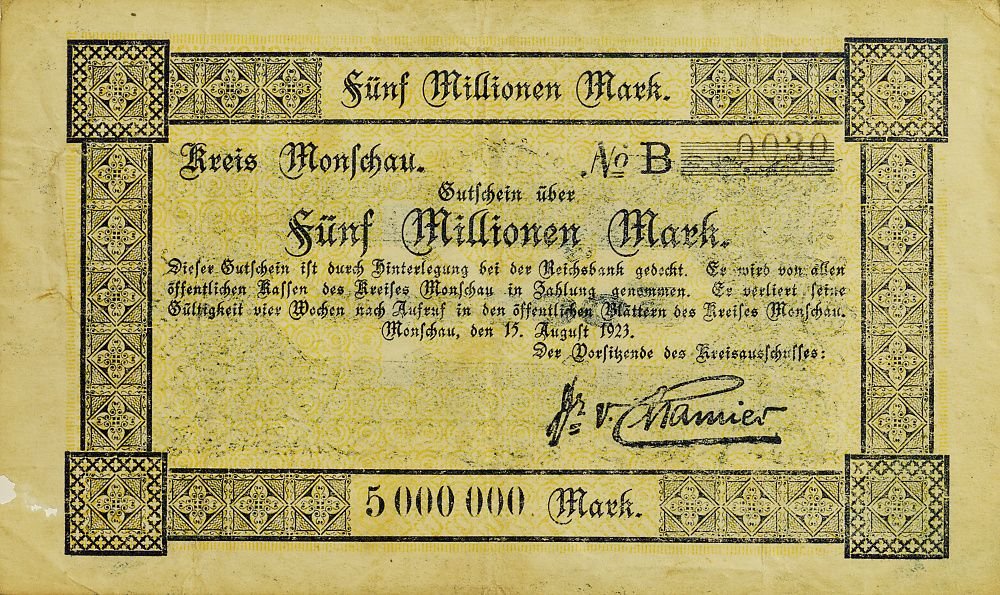 Аверс банкноты 5000000 марок (Германия) 1923 года