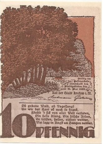 Аверс банкноты 10 fenigów (Niemcy)