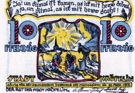 Аверс банкноты 10 fenigów (Niemcy) 1922