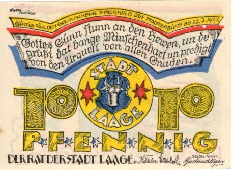 Аверс банкноты 10 fenigów (Niemcy)