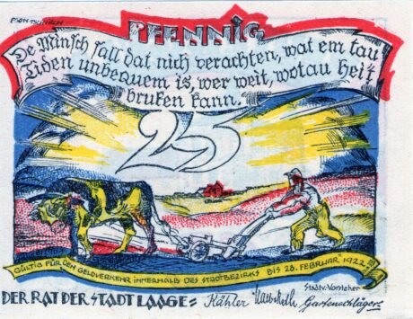 Аверс банкноты 25 пфеннигов (Германия)