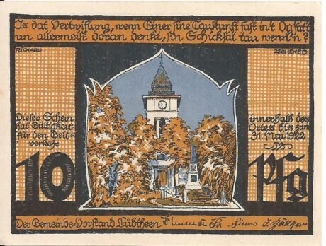 Аверс банкноты 10 fenigów (Niemcy)